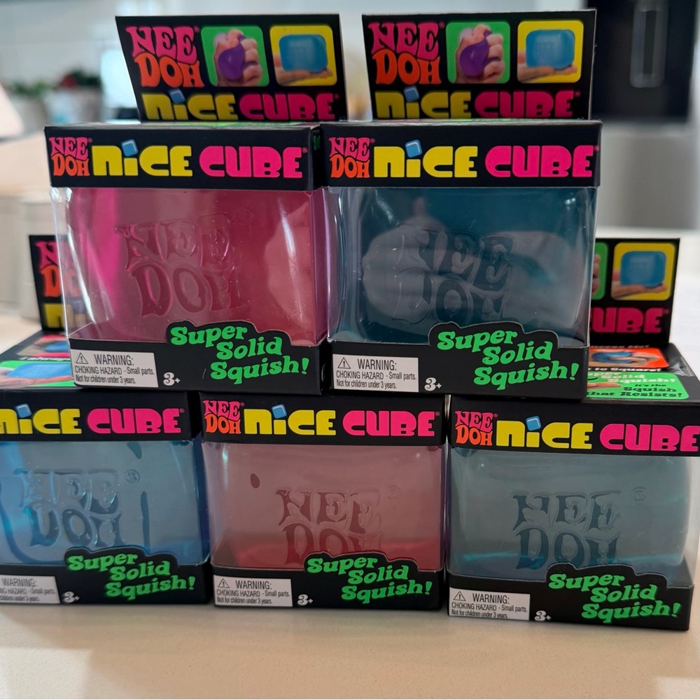 Nee Doh Nice Cube Super Solid Squish Toy - Pink & Blue